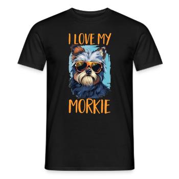 Morkie chien race animal de compagnie j’aime mon Morkie - T-shirt homme - noir - Devant - AI Model Male 178 light (178cm)