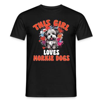Morkie Dog Breeded Pet Cette fille aime les chiens Morkie - T-shirt homme - noir - Devant - AI Model Male 178 light (178cm)