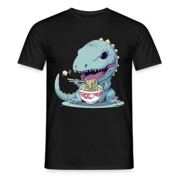 Goth Pastel Mignon Effrayant Kawaii T-Rex Manger Ramen - T-shirt homme - noir - Devant - AI Model Male 178 light (178cm)