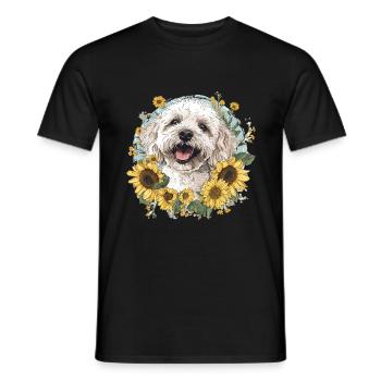 Maltipoo Sunflowers Dog Breed Pet Cute Funny - Männer T-Shirt - Schwarz - Vorne - AI Model Male 178 light (178cm)