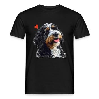 Bernedoodle chien race animal mignon Bernedoodle graphique - T-shirt homme - noir - Devant - AI Model Male 178 light (178cm)
