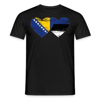 Bosnie Estonie drapeau coeur utilisé - T-shirt homme - noir - Devant - AI Model Male 178 light (178cm)