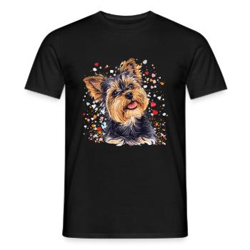 Yorkshire Terrier Yorkie Dog Breed Pet Cute - Men's T-Shirt - black - Front - AI Model Male 178 light (178cm)