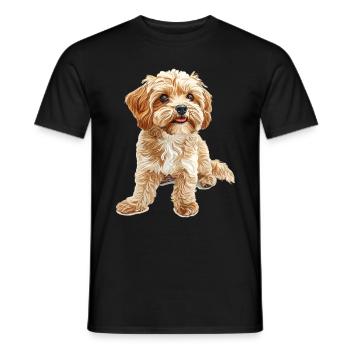 Maltipoo Chien Race Animal Mignon Drôle Graphique - T-shirt homme - noir - Devant - AI Model Male 178 light (178cm)