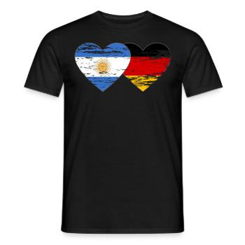 Argentina Germany Flag Heart Used - Men's T-Shirt - black - Front - AI Model Male 178 light (178cm)