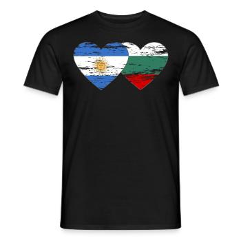 Argentine Bulgarie Drapeau Coeur Utilisé - T-shirt homme - noir - Devant - AI Model Male 178 light (178cm)