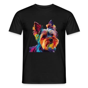 Yorkshire Terrier Yorkie Dog Pop Art Colorful - Men's T-Shirt - black - Front - AI Model Male 178 light (178cm)
