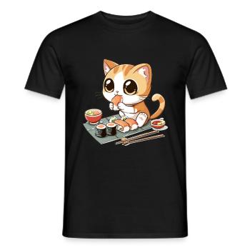 Cats and Sushi Japanese Food Kitten Kawaii Anime - Männer T-Shirt - Schwarz - Vorne - AI Model Male 178 light (178cm)