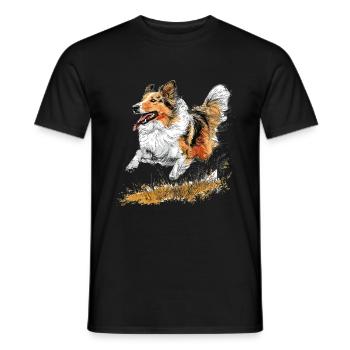 Shetland Sheepdog Sheltie Dog Breed Pet Cute - Men's T-Shirt - black - Front - AI Model Male 178 light (178cm)