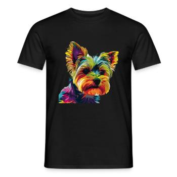 Yorkshire Terrier Yorkie Dog Pop Art Colorful - Men's T-Shirt - black - Front - AI Model Male 178 light (178cm)