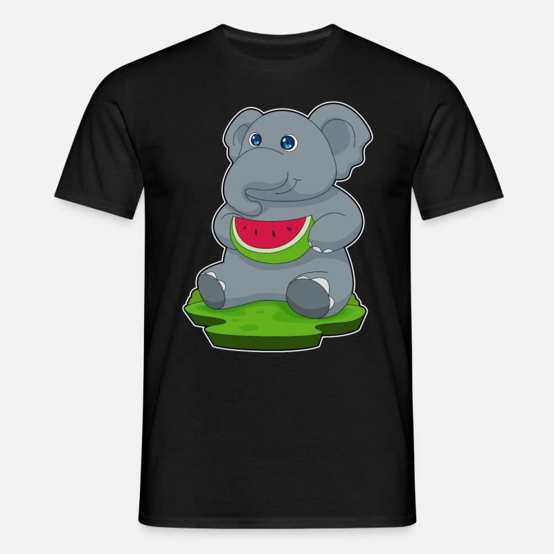 Éléphant Pastèque Fruit - T-shirt Homme - noir