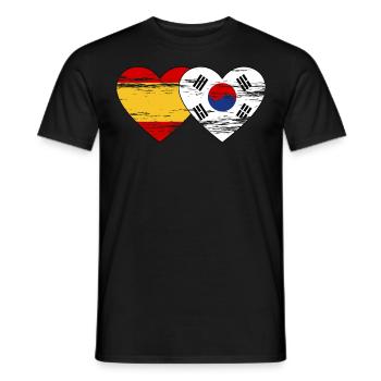 Spain, South Korea, flag, heart used - Men's T-Shirt - black - Front - AI Model Male 178 light (178cm)