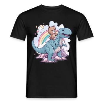 Goth Pastel Creepy Voodoo Teddy Bear Riding T-Rex - Men's T-Shirt - black - Front - AI Model Male 178 light (178cm)