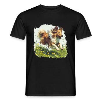 Shetland Sheepdog Sheltie Dog Breed Pet Cute - Men's T-Shirt - black - Front - AI Model Male 178 light (178cm)