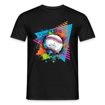 Baseball Color splash Paint splash Splash Splash 80e - Men's T-Shirt - black - Front - AI Model Male 178 light (178cm)