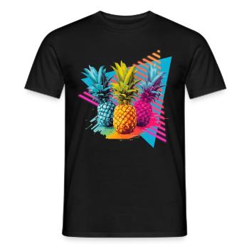 Colorful Pineapple Splash of Paint Splashes - Men's T-Shirt - black - Front - AI Model Male 178 light (178cm)