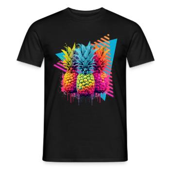 Colorful Pineapple Splash of Paint Splashes - Men's T-Shirt - black - Front - AI Model Male 178 light (178cm)