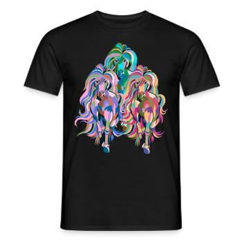 chevaux, cheval, poney, coloré, coloré, cavalier, cavalier - T-shirt homme - noir - Devant - AI Model Male 178 light (178cm)