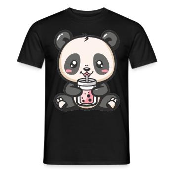 Kawaii Panda Boire Bubble Tea Boba Anime Mignon - T-shirt homme - noir - Devant - AI Model Male 178 light (178cm)