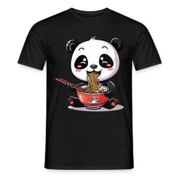 Kawaii Panda eating Ramen Noodle Soup Cute Graphic - Men's T-Shirt - black - Front - AI Model Male 178 light (178cm)