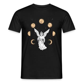 Ange, Ciel, Lune, Céleste, Fantaisie, Ésotérisme - T-shirt homme - noir - Devant - AI Model Male 178 light (178cm)