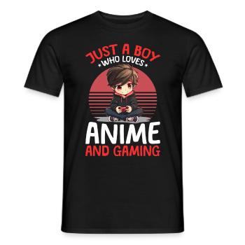 Anime Gaming Boy Manga Gamer Otaku Just a Boy - Men's T-Shirt - black - Front - AI Model Male 178 light (178cm)