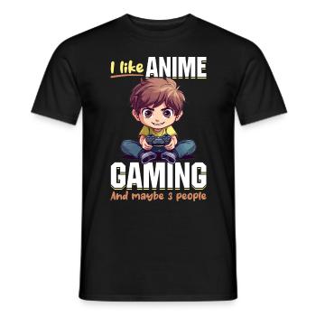 Anime Gaming Boy Manga Gamer Otaku I Like Anime - Männer T-Shirt - Schwarz - Vorne - AI Model Male 178 light (178cm)