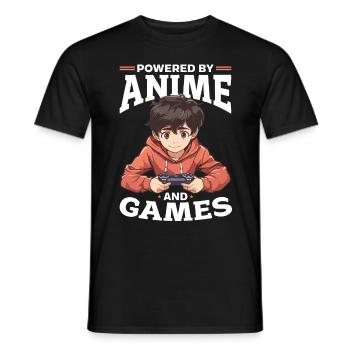 Anime Gaming Boy Manga Gamer Otaku Powered by - Men's T-Shirt - black - Front - AI Model Male 178 light (178cm)