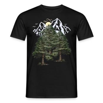 nature sauvage, montagnes, nature, forêt, pins, sapins, arbres - T-shirt homme - noir - Devant - AI Model Male 178 light (178cm)