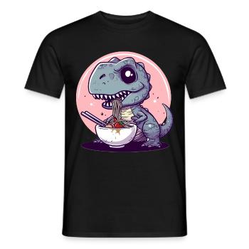 Goth Pastel Mignon Effrayant Kawaii T-Rex Manger Ramen - T-shirt homme - noir - Devant - AI Model Male 178 light (178cm)