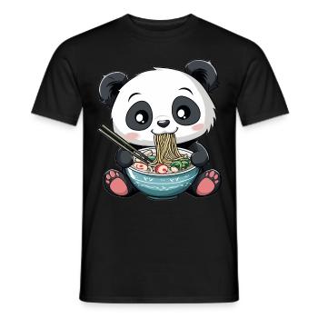 Kawaii Panda eating Ramen Noodle Soup Anime Cute - Men's T-Shirt - black - Front - AI Model Male 178 light (178cm)