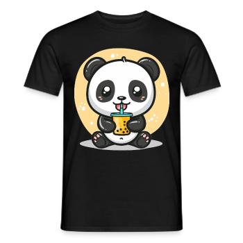Kawaii Panda Boire Bubble Tea Boba Anime Mignon - T-shirt homme - noir - Devant - AI Model Male 178 light (178cm)