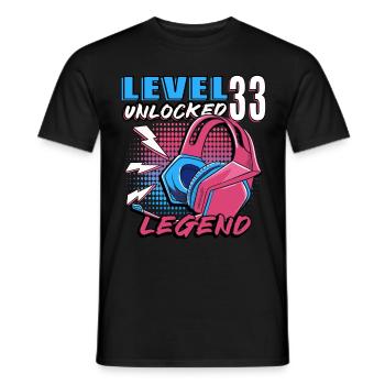 Level 33 Freigeschaltet - Männer T-Shirt - Schwarz - Vorne - AI Model Male 178 light (178cm)