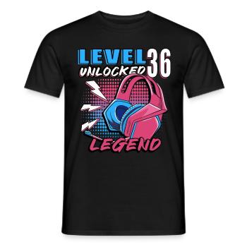 Level 36 Unlocked Birthday Shirt Gift - Men's T-Shirt - black - Front - AI Model Male 178 light (178cm)