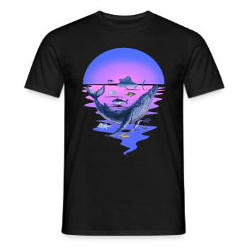 marine animals, marine mammals, fish, fish, ocean, fin - Men's T-Shirt - black - Front - AI Model Male 178 light (178cm)