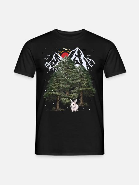Alpen Hase Winter Schneefall Weihnachten Kaninchen - Männer T-Shirt - Schwarz
