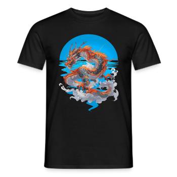 Drache Feuer Wasser Ozean Fabelwesen Fantasy - Männer T-Shirt - Schwarz - Vorne - AI Model Male 178 light (178cm)