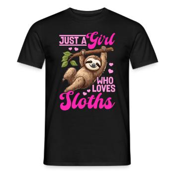 Funny Lazy Sloth Just a Girl Who Loves Sloths - Männer T-Shirt - Schwarz - Vorne - AI Model Male 178 light (178cm)