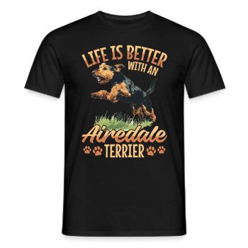 La vie des races de chiens est meilleure avec un Airedale Terrier - T-shirt homme - noir - Devant - AI Model Male 178 light (178cm)