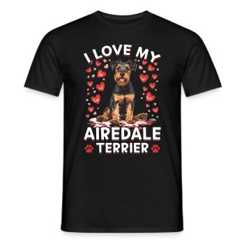 Race de chien J’aime mon Airedale Terrier - T-shirt homme - noir - Devant - AI Model Male 178 light (178cm)