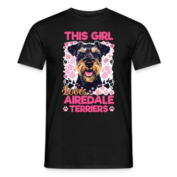 Race de chien Cette fille aime les Airedale Terriers - T-shirt homme - noir - Devant - AI Model Male 178 light (178cm)