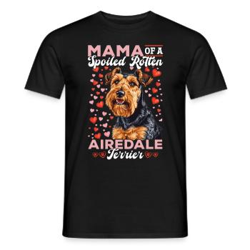 Maman chienne d’un terrier Airedale pourri gâté - T-shirt homme - noir - Devant - AI Model Male 178 light (178cm)