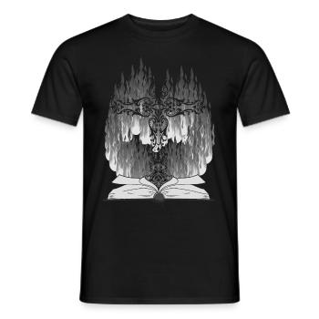 Kreuz Religion Bibel Jesus Schöpfung Gott Feuer - Männer T-Shirt - Schwarz - Vorne - AI Model Male 178 light (178cm)