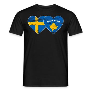 Schweden Kosovo Flagge used - Männer T-Shirt - Schwarz - Vorne - AI Model Male 178 light (178cm)