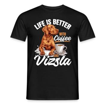 Life is Better with Coffee and a Vizsla - Männer T-Shirt - Schwarz - Vorne - AI Model Male 178 light (178cm)