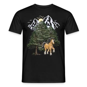 Mountains, Mountains, Horse, Black Forest, Tyrol, Alps - Men's T-Shirt - black - Front - AI Model Male 178 light (178cm)