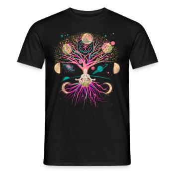 Moon Tree Meditation Meditate Universe Fantasy - Men's T-Shirt - black - Front - AI Model Male 178 light (178cm)