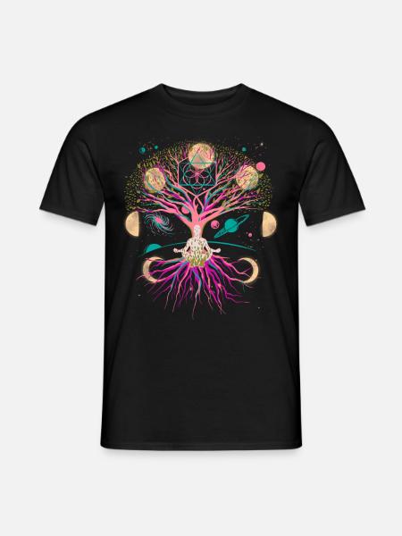 Mond Baum Meditation meditieren Universum Fantasy - Männer T-Shirt - Schwarz