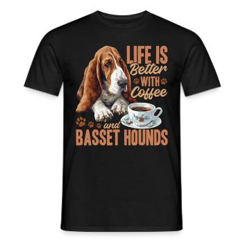 Basset Hound Dog Breed Life is Better with Coffee - Männer T-Shirt - Schwarz - Vorne - AI Model Male 178 light (178cm)