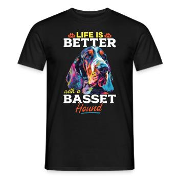 Dog Breed Life is Better with a Basset Hound - Männer T-Shirt - Schwarz - Vorne - AI Model Male 178 light (178cm)
